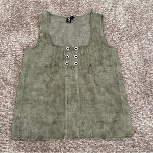Urban Renewal Sheer Green Vintage Fabric Tank Top